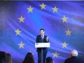 El presidente de la Junta de Andalucía, Juanma Moreno, en el acto con motivo del Día de Europa