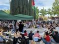 Vista de los estudiantes concentrados en apoyo a Palestina y para exigir el alto el fuego en Gaza