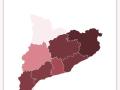 Mapa de la aplicación 'Eleccions Catalunya 2024', organizado por veguerías.