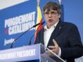 El candidato de Junts a la presidencia de la Generalitat, Carles Puigdemont, durante la rueda de prensa