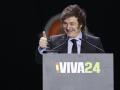 MADRID, 19/05/2024.- Javier Milei, presidente de Argentina , durante su intervención en la convención política de Vox "Europa Viva 24" que se celebra este domingo en el Palacio de Vistalegre, en Madrid. EFE/Rodrigo Jiménez