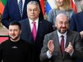 Volodymyr Zelenski, Charles Michel y Viktor Orbán