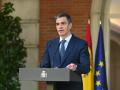El presidente del Gobierno, Pedro Sánchez, durante una rueda de prensa en el Palacio de la Moncloa