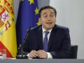 El ministro de Exteriores, José Manuel Albares, durante la rueda de prensa en la Moncloa