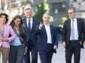 Diputados de Junts en Madrid, con Jordi Turull señalando a cámara
