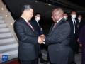 Xi Jinping desembarca en Sudáfrica y saluda al presidente Cyril Ramaphosa (2023)