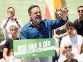 El líder de VOX, Santiago Abascal, en un mitin en Murcia este domingo