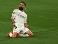 Dani Carvajal celebra el gol del 0-1 en la final de Wembley