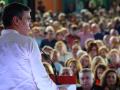 Pedro Sánchez en un mitin de esta campaña en Gijón