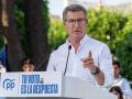 El presidente del PP, Alberto Núñez Feijóo, durante un acto de campaña del 9J