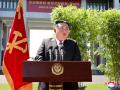 El líder norcoreano Kim Jong Un mientras asiste a la ceremonia de inauguración de la Escuela de Trabajadores del Cuadro Central