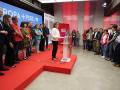 La cabeza de lista del PSOE al Parlamento Europeo, Teresa Ribera, valora los resultados electorales este domingo en la sede socialista en Madrid