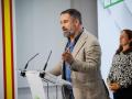 El presidente de VOX, Santiago Abascal, comparece durante el seguimiento de la jornada electoral