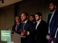 El secretario general de VOX, Ignacio Garriga, con vicepresidentes y consejeros del partido, en Barcelona