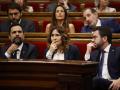 (I-D) El conseller de Economía y Trabajo de la Generalitat de Catalunya en funciones, Roger Torrent; la consellera de la Presidencia en funciones, Laura Vilagrà y el presidente de la Generalitat en funciones, Pere Aragonès, durante el pleno de constitución de la XV legislatura del Parlament de Catalunya, a 10 de junio de 2024, en Barcelona, Catalunya (España). El Parlament da hoy inicio a la constitución de su XV legislatura. La sesión ha comenzado con los 135 diputados electos surgidos de las elecciones del 12 de mayo, después de que el presidente de la Generalitat en funciones firmara el decreto de convocatoria del pleno y se publicara el pasado miércoles en el Diari Oficial de la Generalitat de Catalunya. Los partidos catalanes han intensificado este mediodía sus reuniones internas y contactos de cara a un pacto para la presidencia del Parlament.
10 JUNIO 2024;PLENO;PARLAMENT;GENERALITAT;CATALUNYA
Kike Rincón / Europa Press
10/6/2024