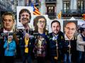 Cartel con la cara de Marta Rovira, en una protesta independentista en 2019