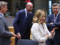 La primer ministro italiana Giorgia Meloni, en la reunión del Consejo Europeo