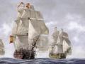 Carlos Parrilla. Navíos de línea: El Santísima Trinidad al frente, al la derecha el Príncipe de Asturias