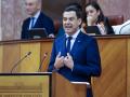El presidente de la Junta, Juanma Moreno, durante su comparecencia en el debate del estado de Andalucía