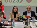 La portavoz del PSOE Ourense, Natalia González, y el candidato a la Alcaldía, Francisco Rodríguez, en rueda de prensa