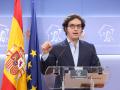 El secretario general del grupo parlamentario de Vox, José María Figaredo, durante una rueda de prensa en el Congreso