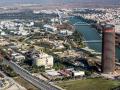 Vista aérea de la zona donde se perpetró la violación, en la Isla de la Cartuja