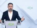 Santiago Abascal ofrece una rueda de prensa en la sede nacional de Vox