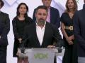 Santiago Abascal, este jueves durante su comparecencia en la sede de Vox