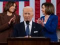 Harris y Pelosi flanquean a Biden en su primer discurso como presidente en el Capitolio