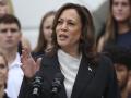 US Vice President Kamala Harris speaks on the South Lawn of the White House in Washington, DC on Monday, July 22, 2024.