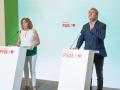 Susana Díaz y Juan Espadas, en una rueda de prensa en la sede del PSOE andaluz