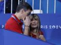 Pedro Sánchez, junto a su mujer Begoña Gómez durante la competición de judo