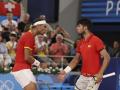 Los tenistas españoles Rafa Nadal y Carlos Alcaraz ante los estadounidenses Austin Krajicek y Rajee Ram