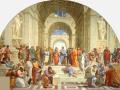 La escuela de Atenas (con Platón y Aristóteles en el centro) de Rafael Sanzio