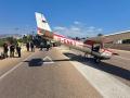 Colisión de una avioneta con un camión después de hacer un aterrizaje forzoso en Castellón
