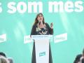La presidenta de Junts, Laura Borràs, interviene durante el acto de celebración del cuarto aniversario de la fundación de Junts, en el Théâtre de Verdure, a 27 de julio de 2024, en Amélie-les-Bains-Palalda.