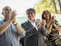 El expresidente de la Generalitat Carles Puigdemont junto al secretario general de Junts, Jordi Turull