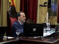 El presidente del Parlamento balear, Gabriel Le Senne (VOX), durante un pleno extraordinario
