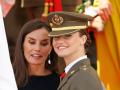 Spanish Queen Letizia and Princess Leonor de Borbon attending the Flag Pledge (Jura de Bandera and entrega de Despachos de empleo) ceremony Marin Naval Military Academy in Marin, Pontevedra on Tuesday, 16 July 2024.