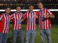 Julián Álvarez, Gallagher, Le Normand y Sorloth, durante la noche de bienvenida a los nuevos jugadores del Atlético de Madrid