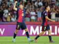 Robert Lewandowski celebra el gol de la victoria frente al Athletic en Montjuic