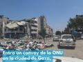 Un convoy de la ONU entrando en Gaza para entregar combustible