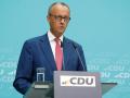 El líder de la CDU, Friedrich Merz, durante una conferencia de prensa, en Berlín