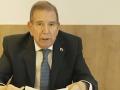 Edmundo González Urrutia durante su comunicado de agradecimiento a la Eurocámara
