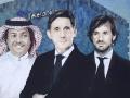 De izquierda a derecha, el consejero delegado de STC, Olayan Alwetaid; el presidente de Telefónica, José María Álvarez-Pallete, y Rosauro Varo.