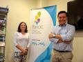 Emilia Tarifa y Raúl Sánchez, en la sede de FANOC, en Barcelona