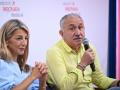 La vicepresidenta segunda del Gobierno, Yolanda Díaz, y el secretario general de UGT, Pepe Álvarez, en la mesa 'Por la reducción de la jornada laboral: trabajar menos, vivir mejor', en el marco de la Fiesta del PCE.
