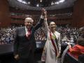 López Obrador y Sheinbaum en la toma de posesión en la Cámara de los Diputados