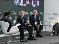 Alfonso Rueda junto a Fernando Clavijo y Marta Prohens en el Foro La Toja
