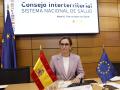 MADRID, 11/10/2024.- La ministra de Sanidad, Mónica García durante el Consejo Interterritorial que estudia la propuesta del Ministerio de medidas homogéneas ante la nueva temporada de infecciones respiratorias, además del anteproyecto de ley de alcohol y menores o la inclusión de la especialidad de Urgencias y Emergencia en la convocatoria MIR de 2025. EFE/Chema Moya